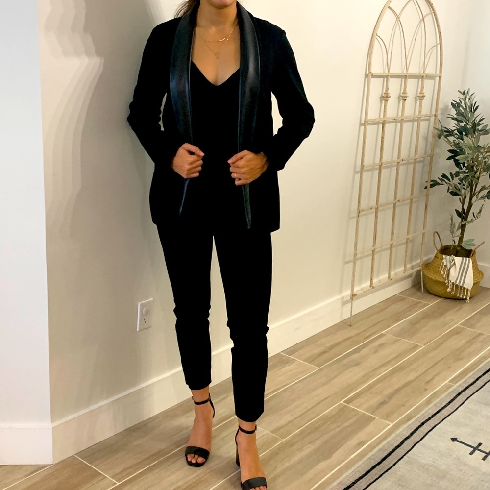 Bar III Faux Leather Lapel Blazer